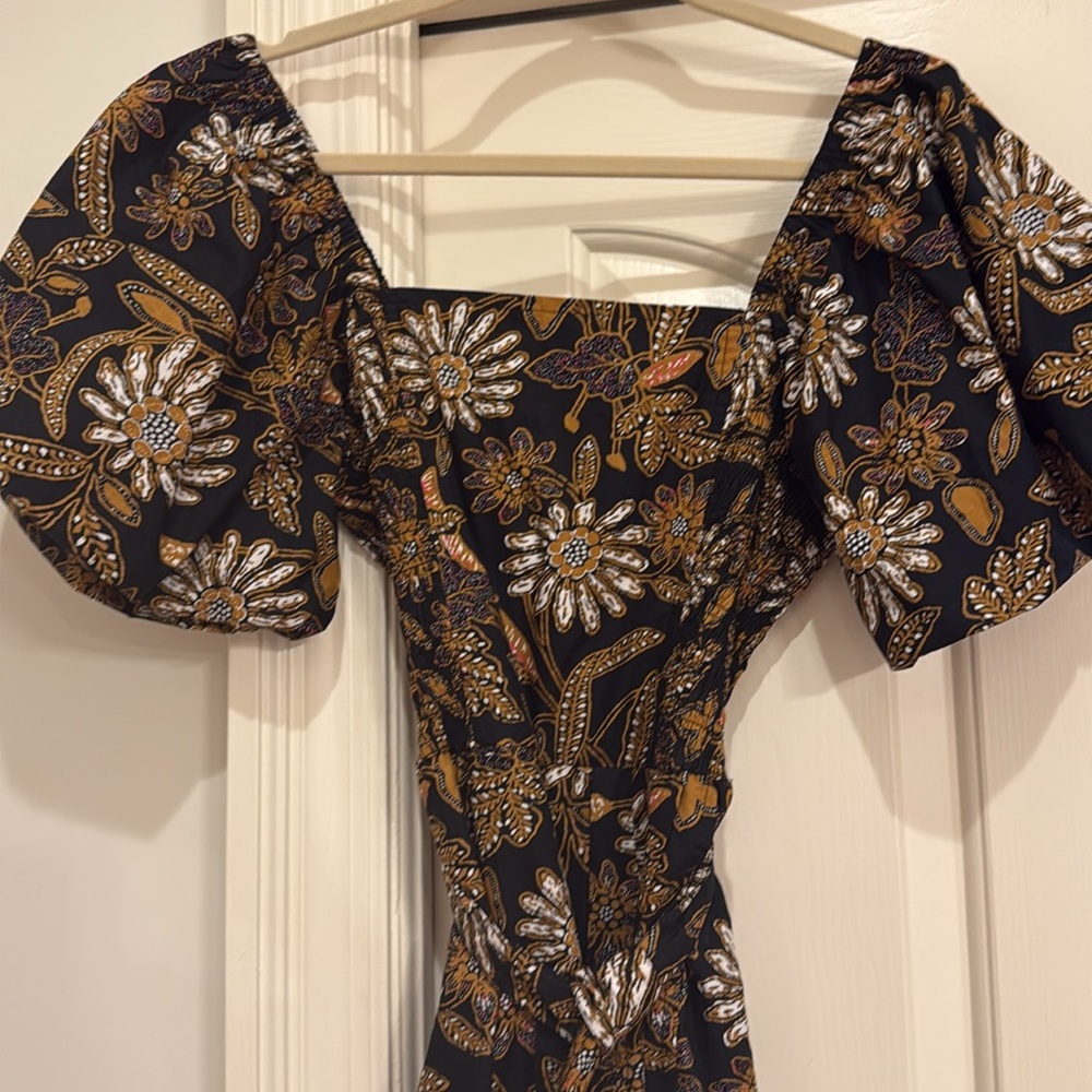 Cleobella Asymmetrical Floral Dress in Black and Brown - Picture 3 of 5